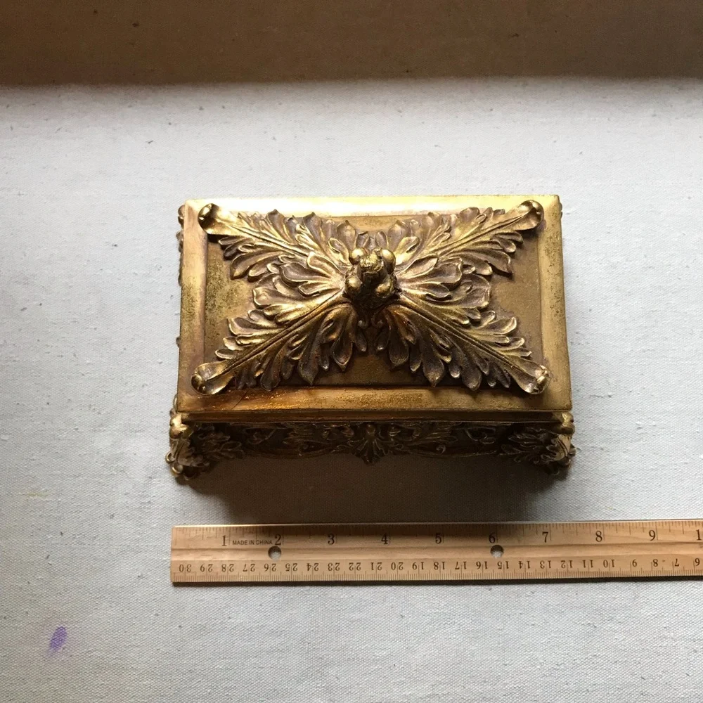 Ornate Baroque Gilded Gold Trinket Jewelry Box - Marie Antoinette Maximalist